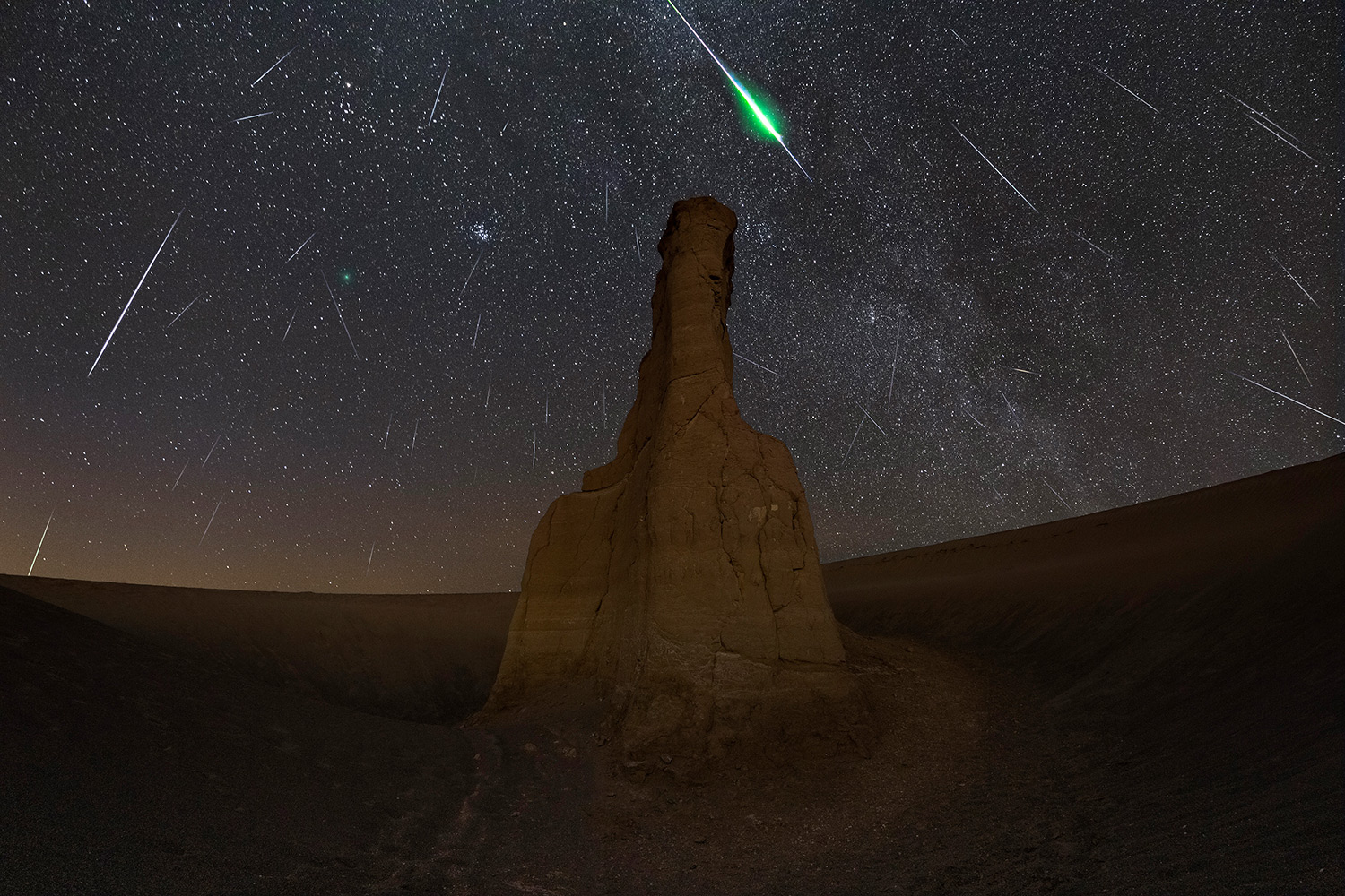Meteor shower in the desert