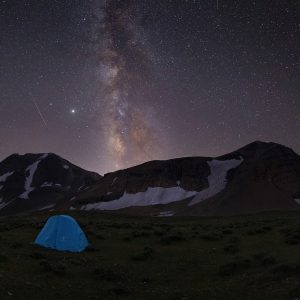 Single tent in the heart of the mountains